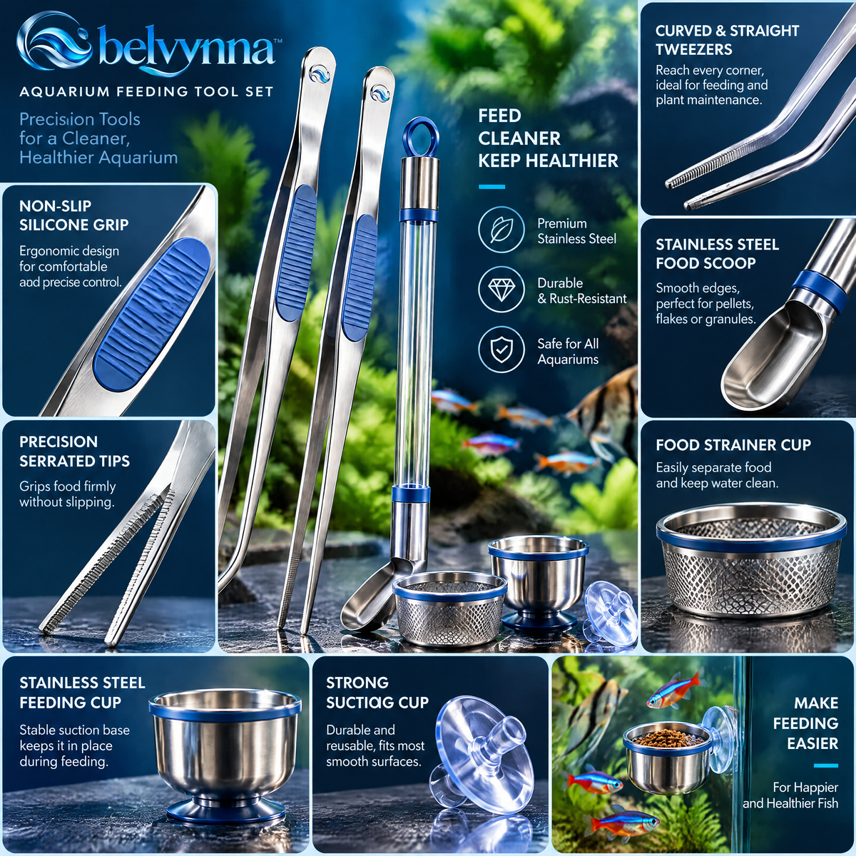 belvynna Aquarium Feeding Tool Set