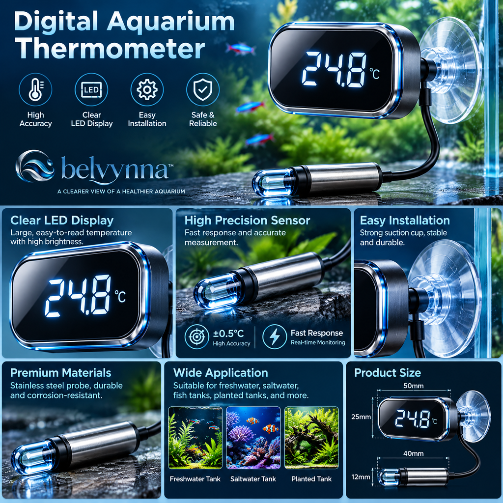 belvynna Digital Aquarium Thermometer