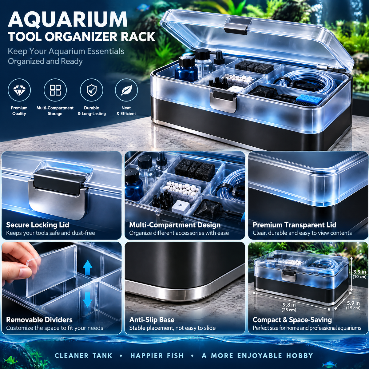 belvynna Aquarium Tool Organizer Rack