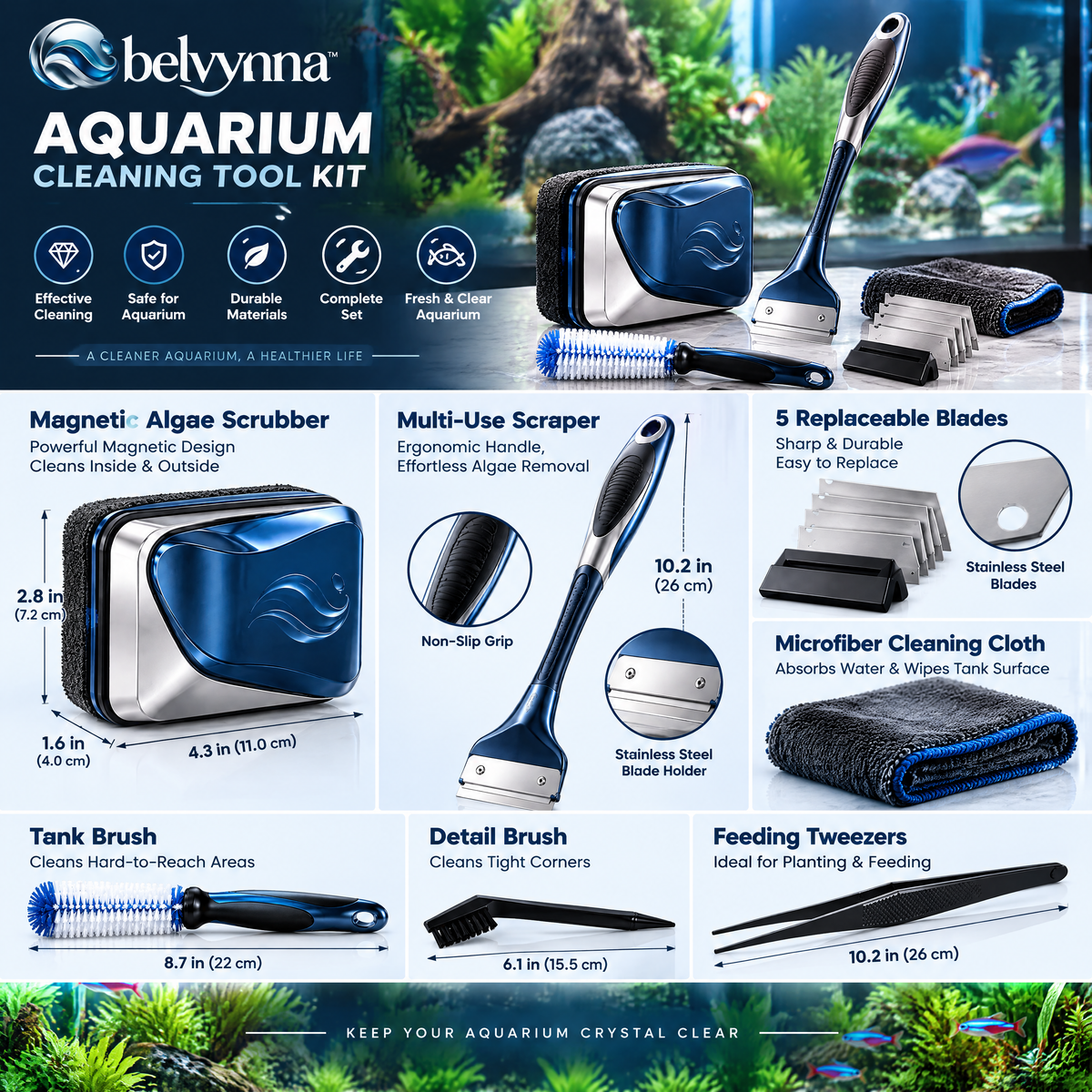 belvynna Aquarium Cleaning Tool Kit