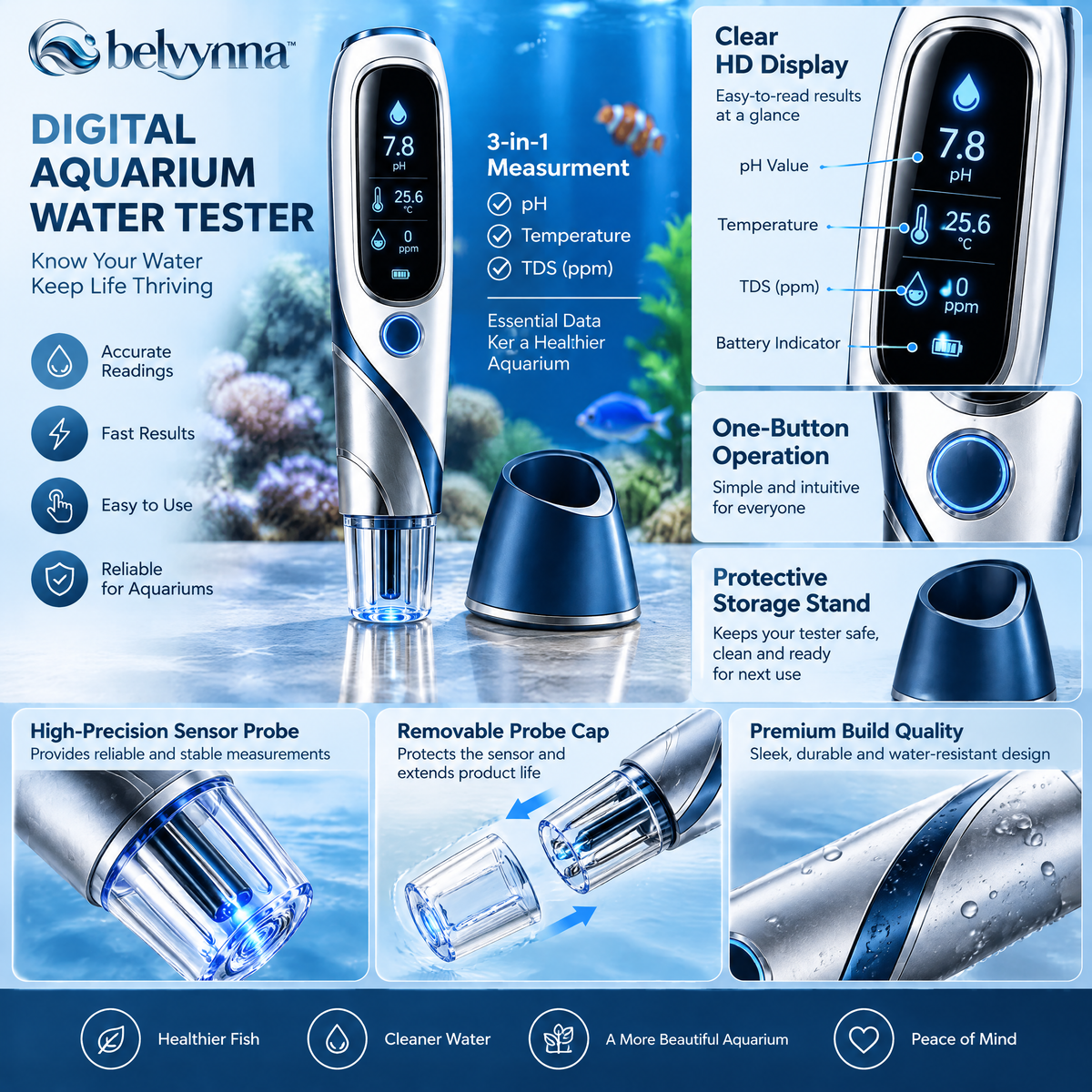 belvynna Digital Aquarium Water Tester